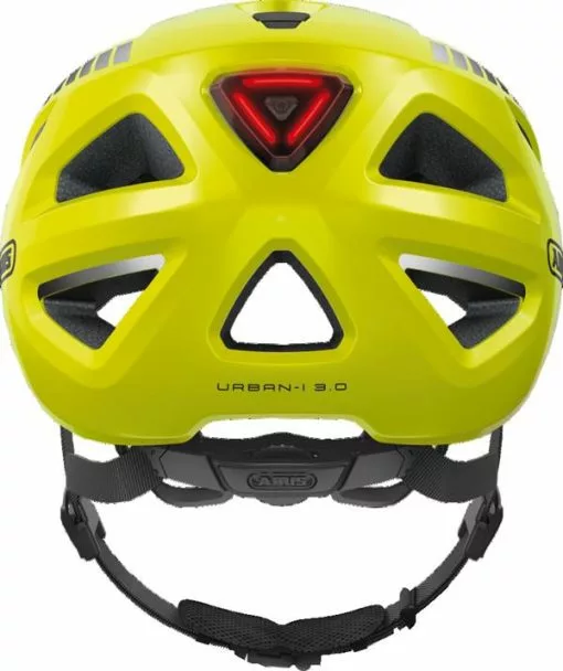 Abus Urban-I 3.0 Signal Yellow Med LED Lys -Hjelm Salg abus urban i 3 0 signal yellow rear p 1