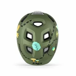 Met Hooray Mips Green Forrest Glossy Grønt Spænde -Hjelm Salg met hooray green forrest mips kids bikehelmet top p